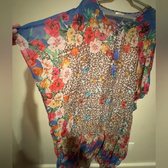 NWT Johnny Was Sz 2X Bella Lace-up Maxi Kaftan - Picture 2 of 10